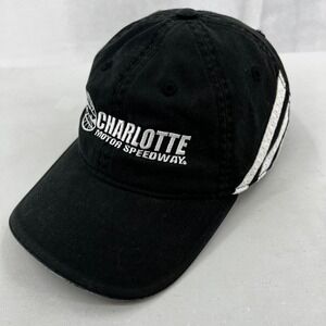 Adidas Charlotte Motor Speedway Men's Hat Black White‎ 3 Stripe Baseball Cap